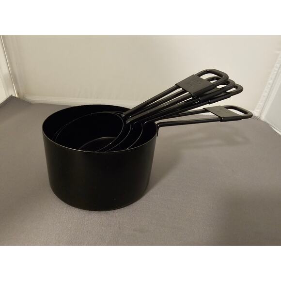 Set Of 4 Black Metal Nesting Measuring Cups - Picture 1 of 5